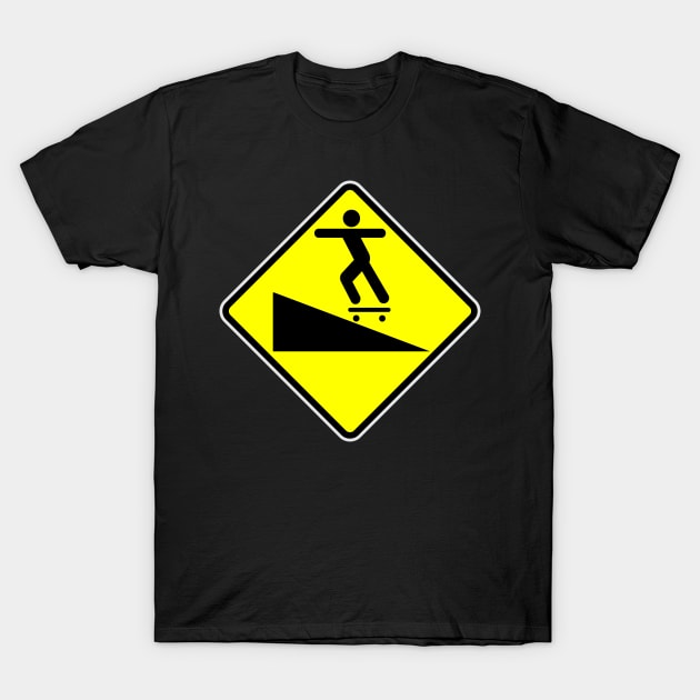 Skateboard Road Sign T-Shirt by Redmanrooster